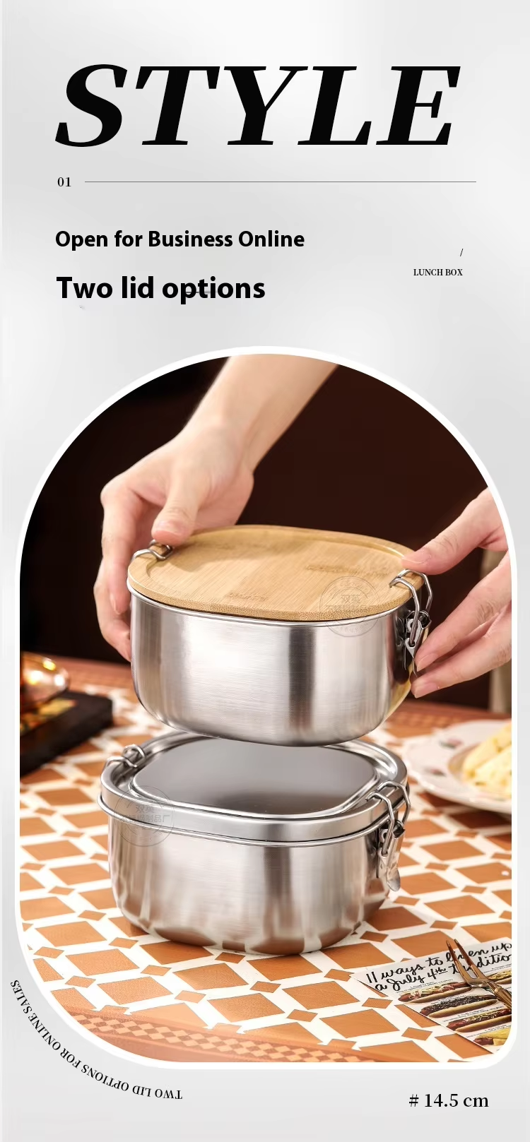 18/8 stainless steel lunchbox for School,Office.