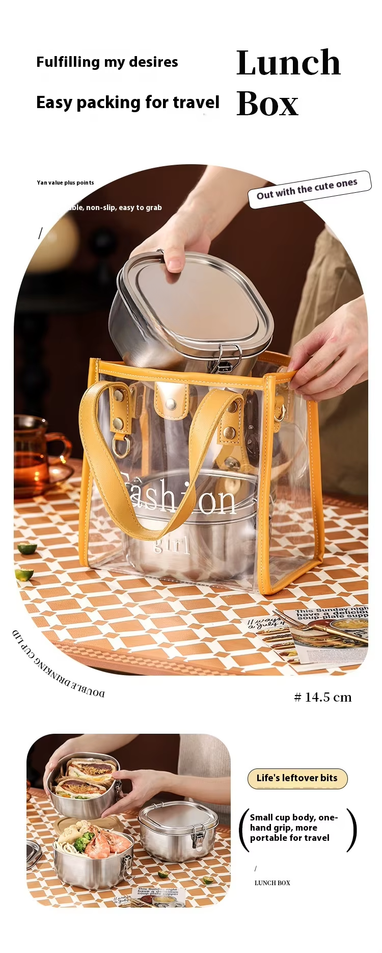 18/8 stainless steel lunchbox for School,Office.